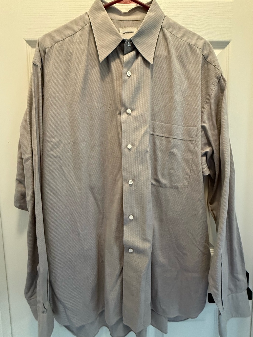 Lorenzini Made in Italy Men's Cotton Long-Sleeve Shirt in Light Gray - M